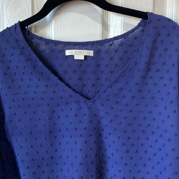 Cooper and Ella blouse Hem style very pretty! Navy Blue and super cute! Size L - Picture 5 of 15